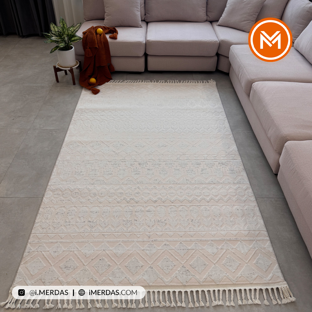 فرش ایکیا کد 42313 زمینه کرم بژ